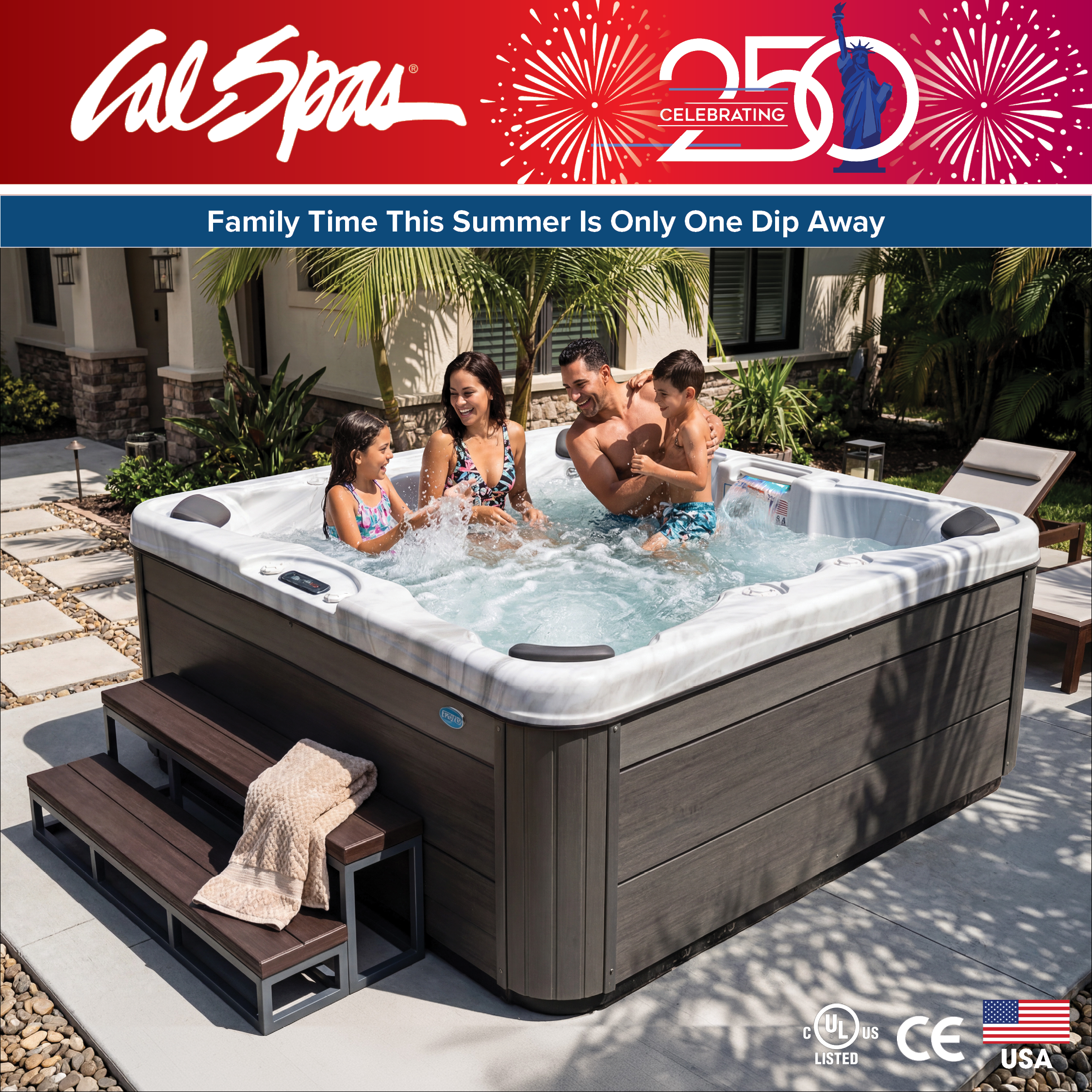Calspas hot tub being used in a family setting - Saint Paul